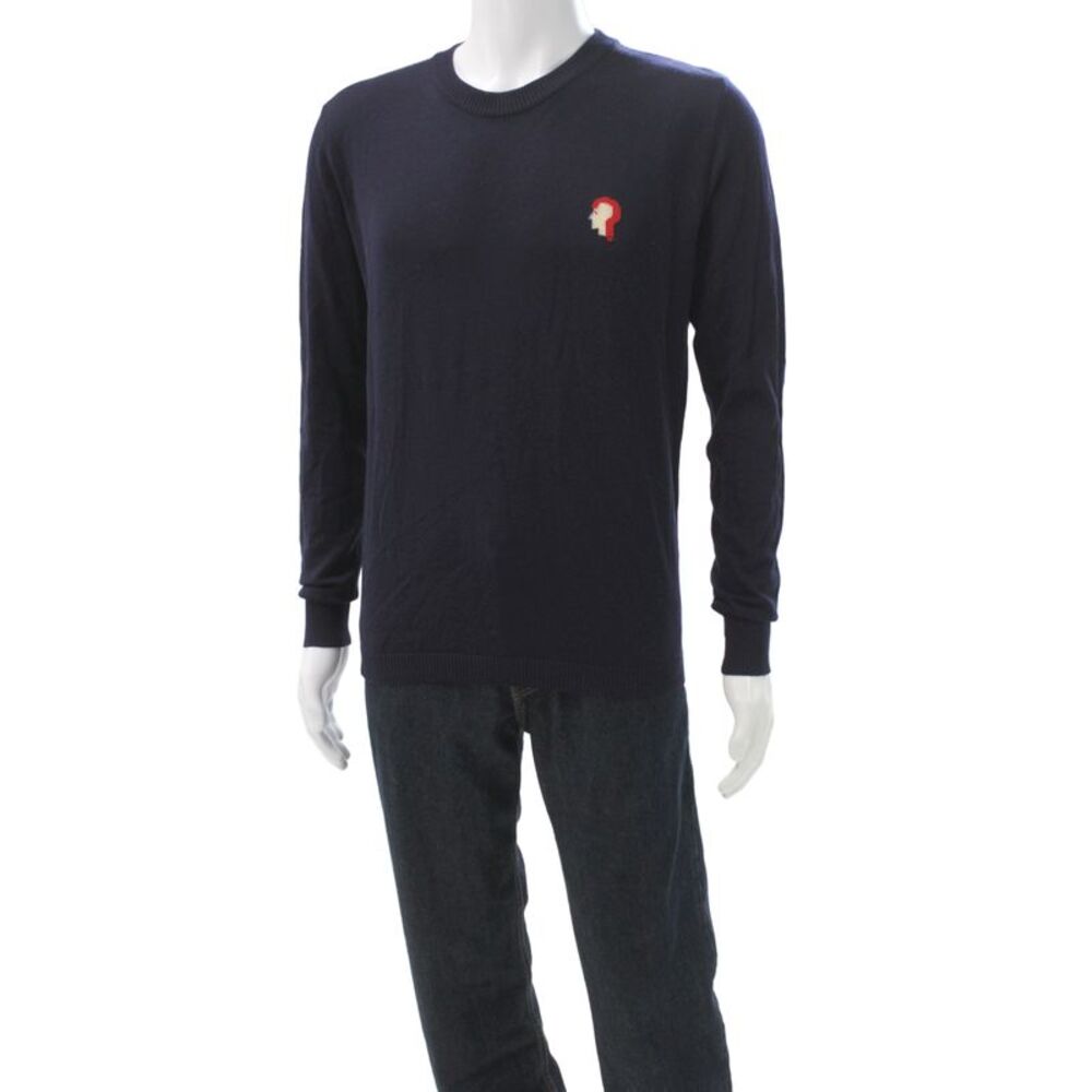 Raf Simons Mens Pullover Sweater Blue Wool Crew Neck Long Sleeve Size M
